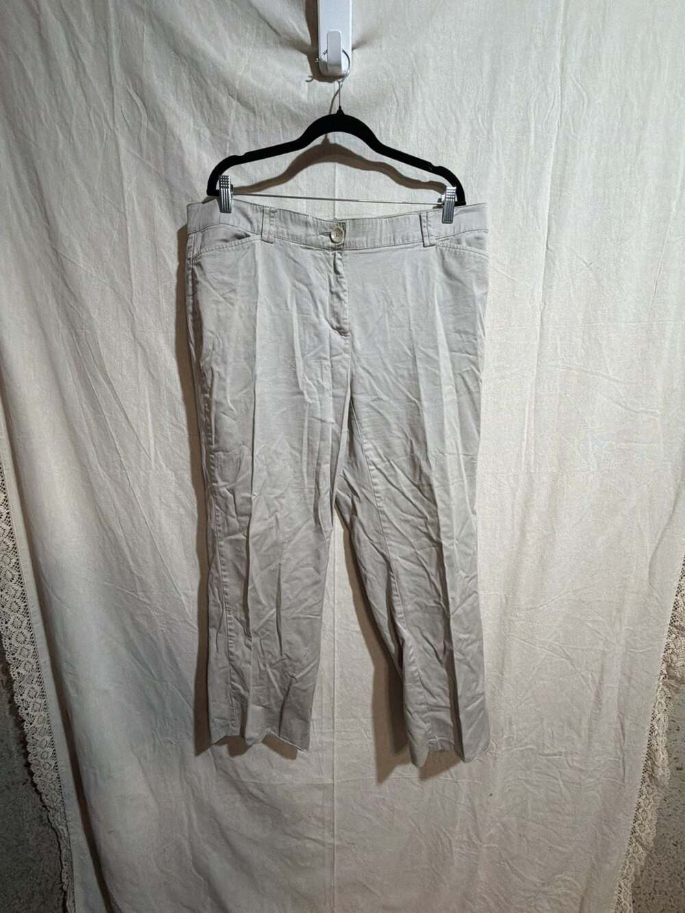 Westport Woman Beige Cotton Blend Straight Leg Pants Size 16 Average